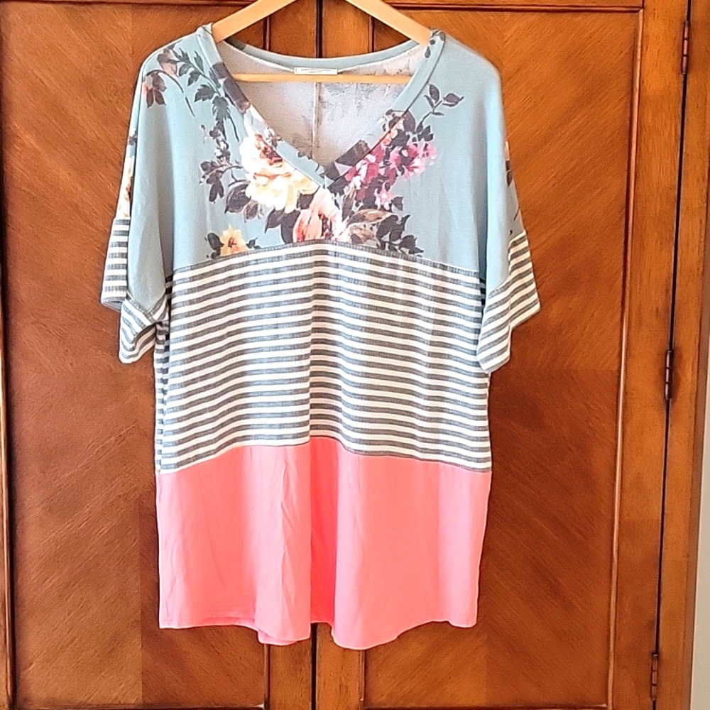 Mixed media floral top